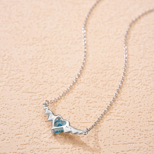 Elegant Heart Shape Sterling Silver Inlay Zircon Pendant Necklace