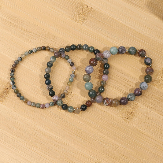 Simple Style Color Block Natural Stone Beaded Bracelets