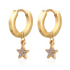 1 Pair Ig Style Elegant Star Plating Inlay Stainless Steel Zircon 18k Gold Plated Drop Earrings