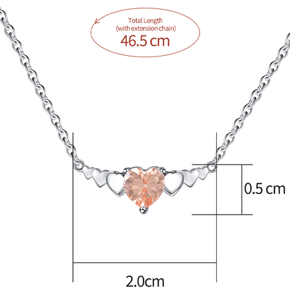 Elegant Heart Shape Sterling Silver Inlay Zircon Pendant Necklace