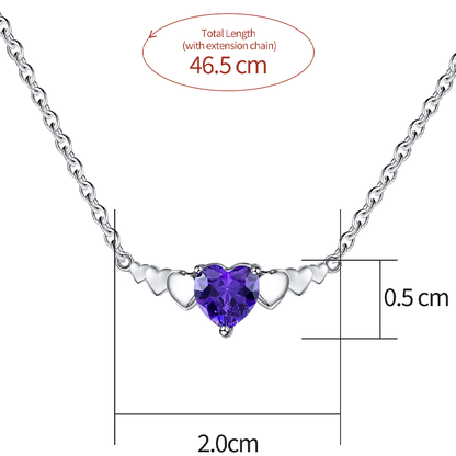 Elegant Heart Shape Sterling Silver Inlay Zircon Pendant Necklace