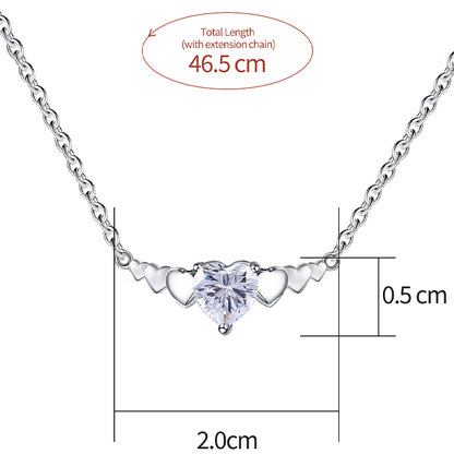 Elegant Heart Shape Sterling Silver Inlay Zircon Pendant Necklace