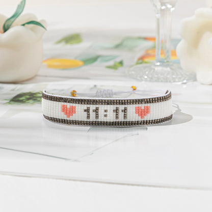 Ig Style Simple Style Number Heart Shape Beaded Glass Rope Handmade Unisex Drawstring Bracelets