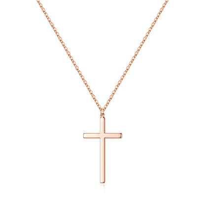 Simple Style Commute Cross Sterling Silver Plating 14k Gold Plated Rose Gold Plated Silver Plated Pendant Necklace