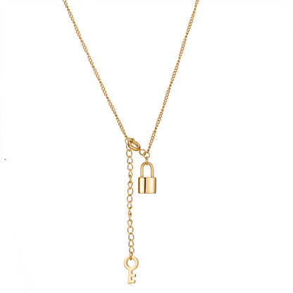 Casual Simple Style Key Lock Titanium Steel Plating 18k Gold Plated Pendant Necklace