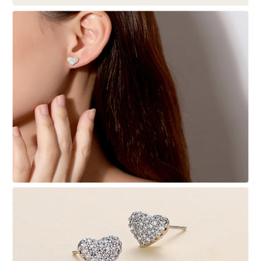 1 Pair Cute Sweet Heart Shape Plating Inlay Copper Zircon Ear Studs