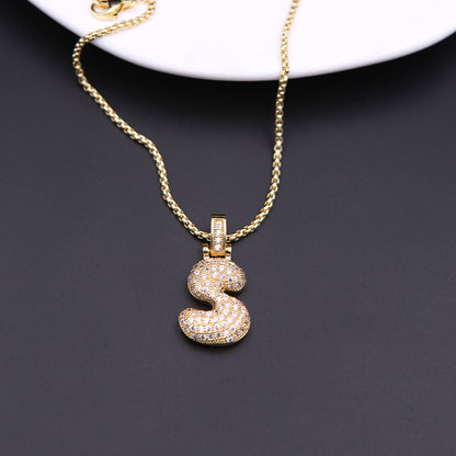 Simple Style Shiny Letter Copper 18k Gold Plated Zircon Pendant Necklace In Bulk