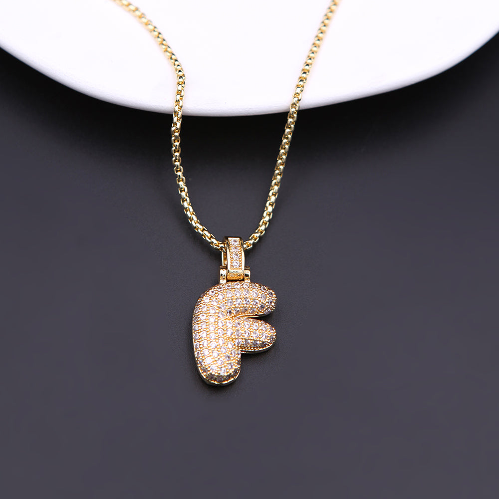 Simple Style Shiny Letter Copper 18k Gold Plated Zircon Pendant Necklace In Bulk