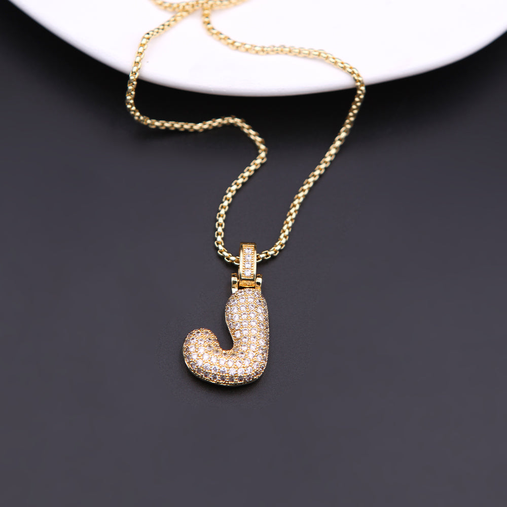 Simple Style Shiny Letter Copper 18k Gold Plated Zircon Pendant Necklace In Bulk