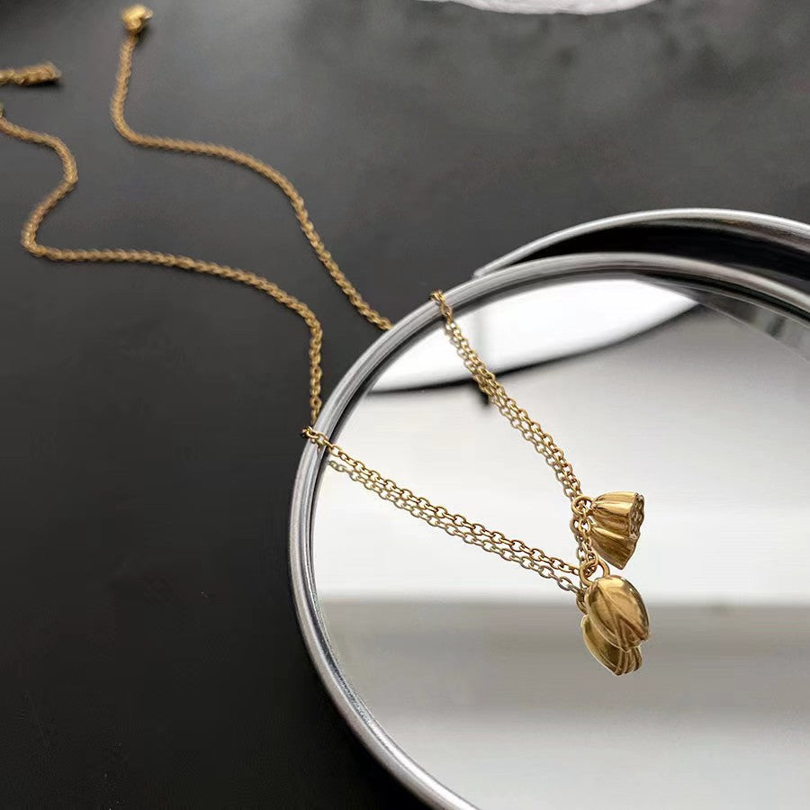 Simple Style Lotus Stainless Steel Plating 18k Gold Plated Pendant Necklace