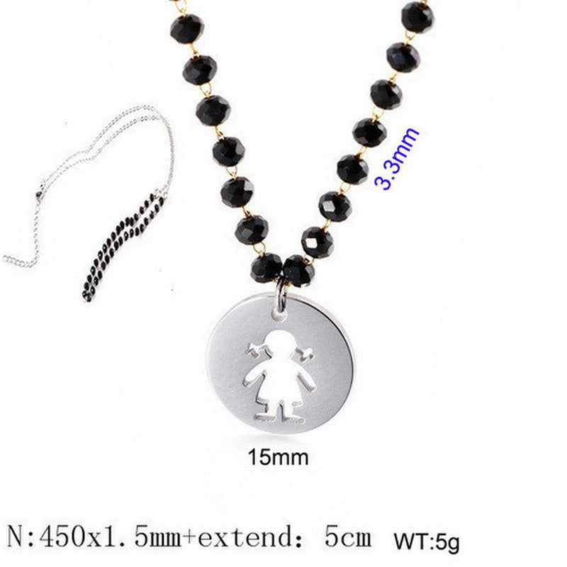 Wholesale Cartoon Style Cartoon Character Stainless Steel Titanium Steel Beaded Pendant Necklace