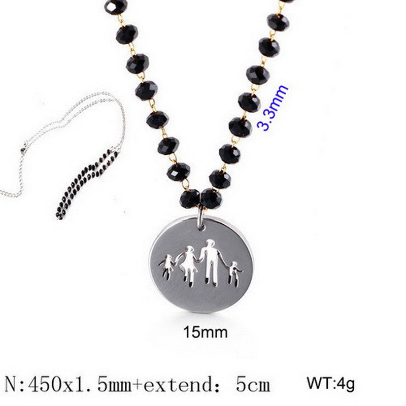 Wholesale Cartoon Style Cartoon Character Stainless Steel Titanium Steel Beaded Pendant Necklace