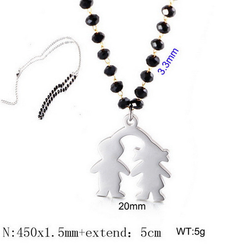 Wholesale Cartoon Style Cartoon Character Stainless Steel Titanium Steel Beaded Pendant Necklace