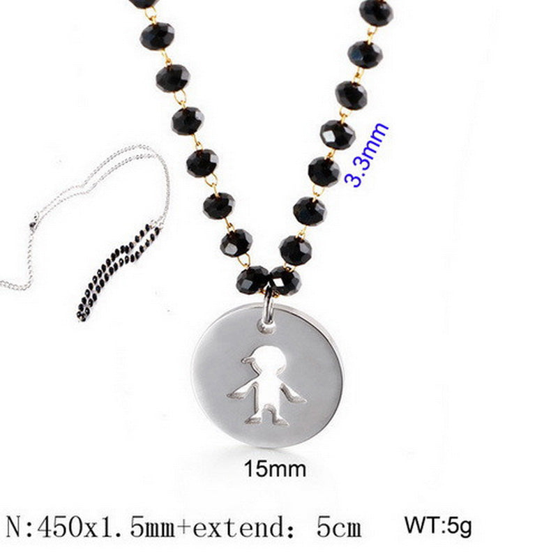 Wholesale Cartoon Style Cartoon Character Stainless Steel Titanium Steel Beaded Pendant Necklace