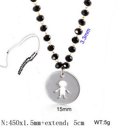 Wholesale Cartoon Style Cartoon Character Stainless Steel Titanium Steel Beaded Pendant Necklace