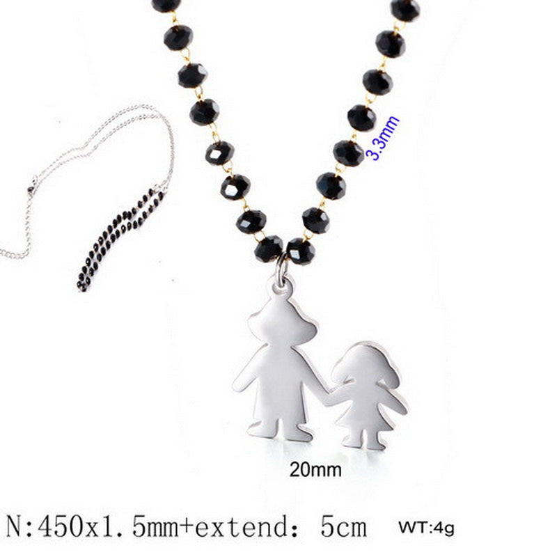 Wholesale Cartoon Style Cartoon Character Stainless Steel Titanium Steel Beaded Pendant Necklace