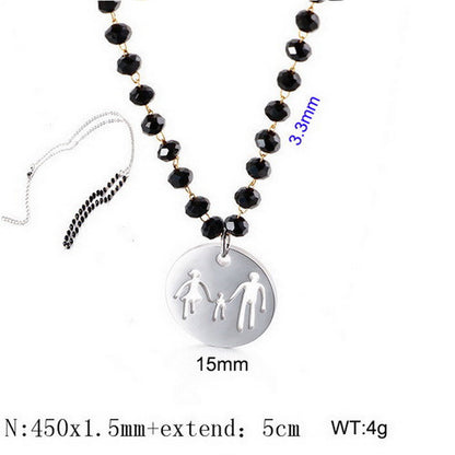 Wholesale Cartoon Style Cartoon Character Stainless Steel Titanium Steel Beaded Pendant Necklace