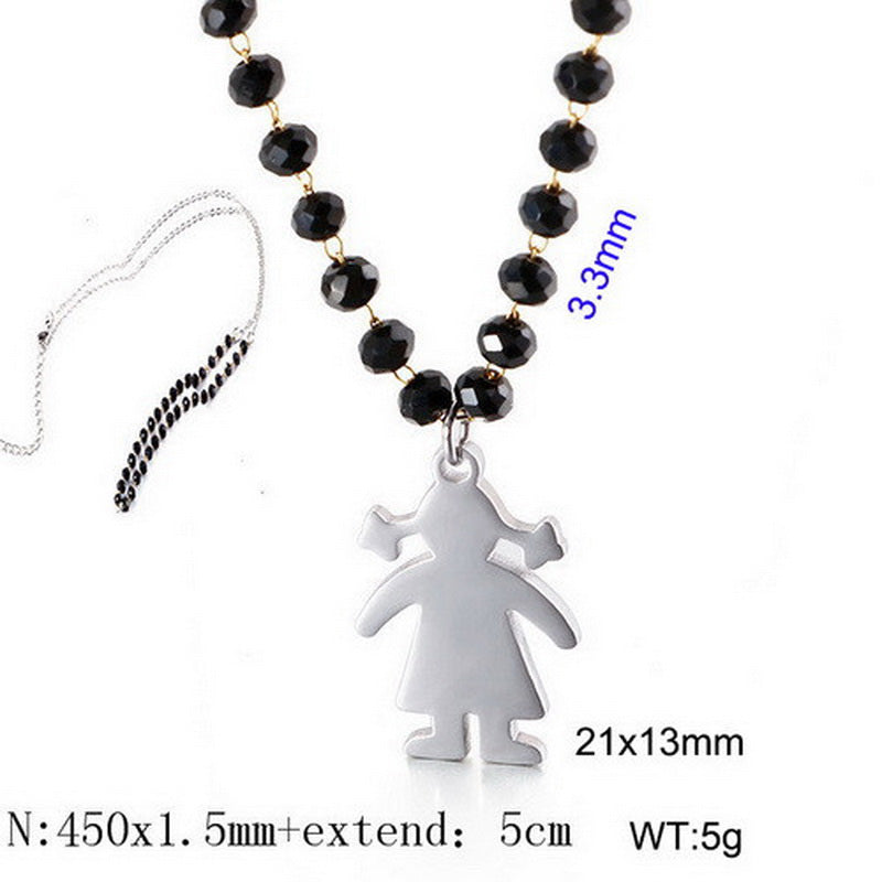 Wholesale Cartoon Style Cartoon Character Stainless Steel Titanium Steel Beaded Pendant Necklace