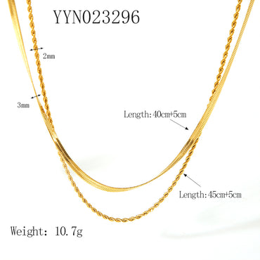 Simple Style Twist Stainless Steel Polishing Plating 18k Gold Plated Layered Necklaces