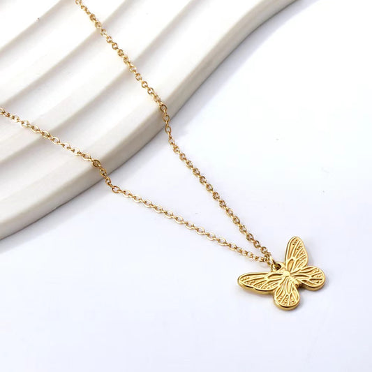 Simple Style Butterfly Stainless Steel Plating 18k Gold Plated Pendant Necklace