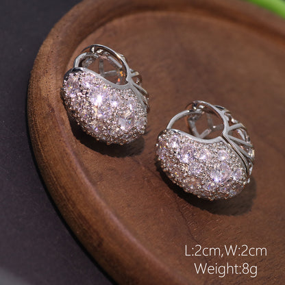 1 Pair Simple Style Leaf Moon Heart Shape Inlay Copper Zircon Drop Earrings Ear Studs