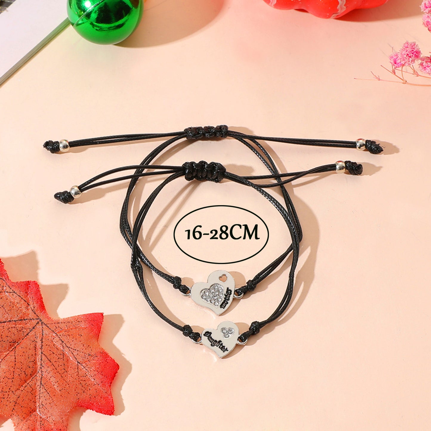 Elegant Cute Heart Shape Ccb Pu Leather Alloy Plating Braid Inlay Rhinestones Rhodium Plated Thanksgiving Women's Drawstring Bracelets