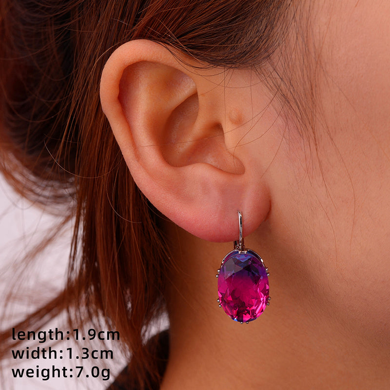 1 Pair Glam Simple Style Color Block Inlay Copper Zircon Ear Studs