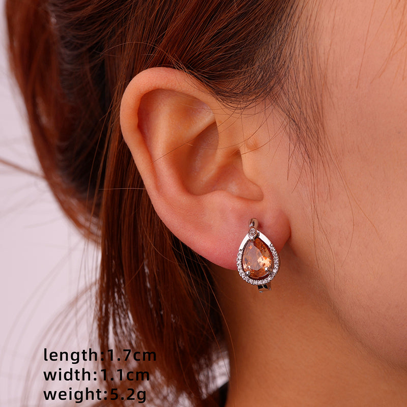 1 Pair Glam Simple Style Color Block Inlay Copper Zircon Ear Studs