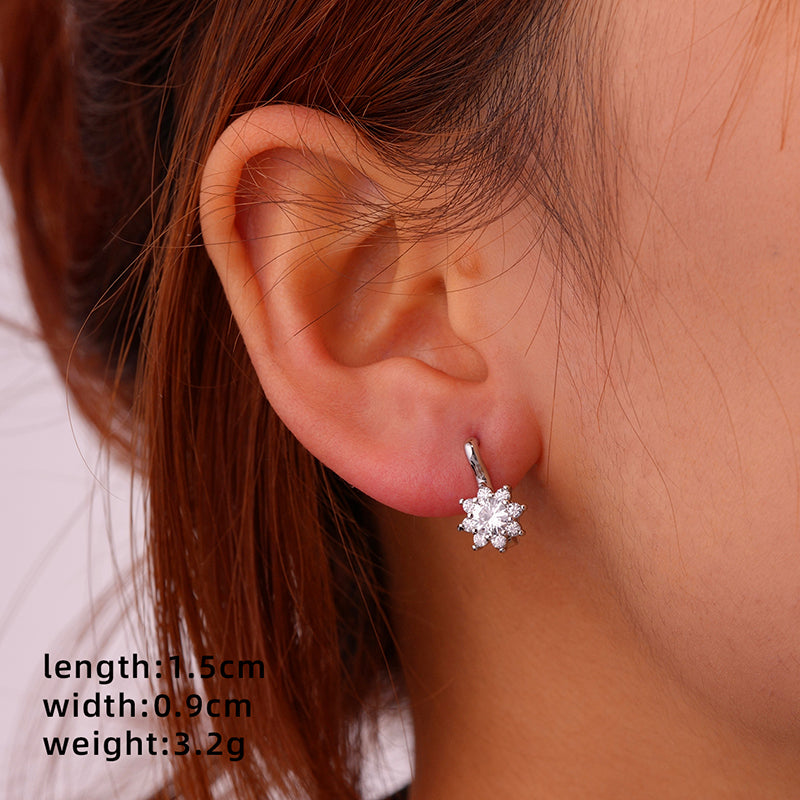 1 Pair Glam Simple Style Color Block Inlay Copper Zircon Ear Studs