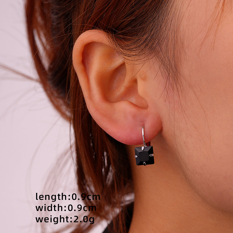 1 Pair Glam Simple Style Color Block Inlay Copper Zircon Ear Studs