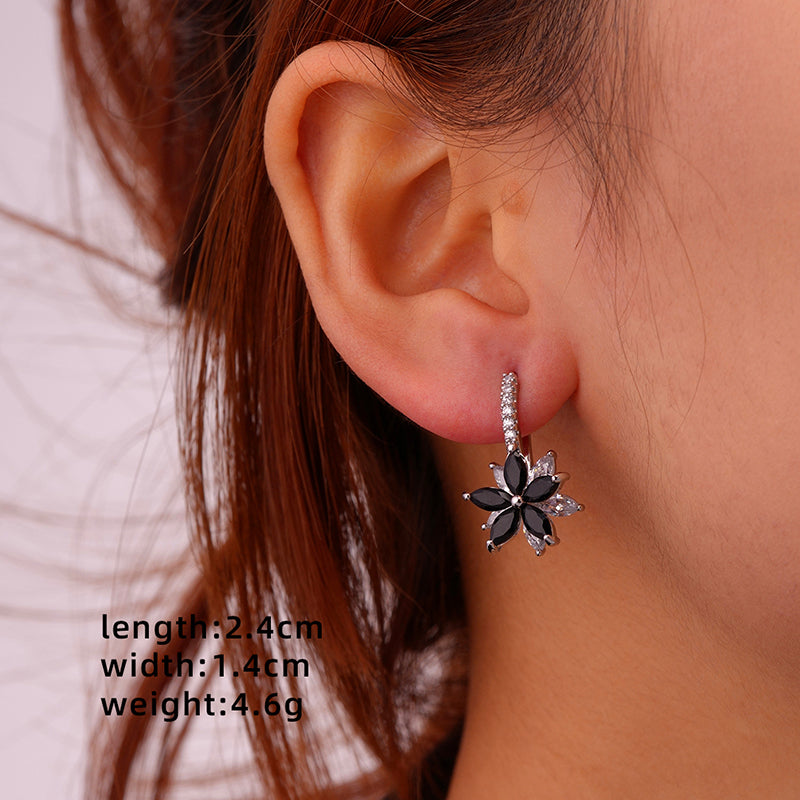 1 Pair Glam Simple Style Color Block Inlay Copper Zircon Ear Studs