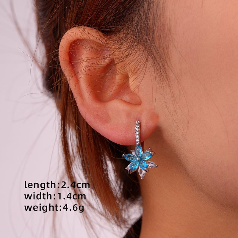 1 Pair Glam Simple Style Color Block Inlay Copper Zircon Ear Studs