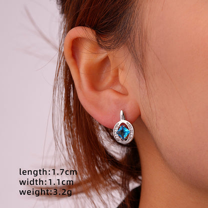 1 Pair Glam Simple Style Color Block Inlay Copper Zircon Ear Studs