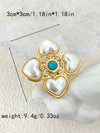 Elegant Sweet Flower Stainless Steel Plating Inlay Pearl Gold Plated Open Rings