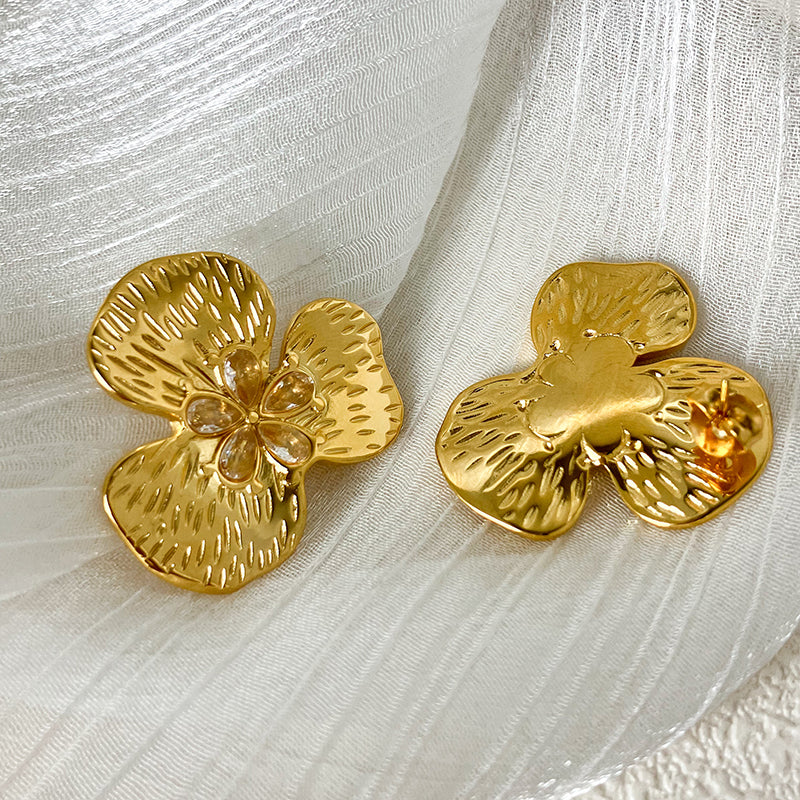 1 Pair Casual Classical Flower Plating Stainless Steel Gold Plated Ear Studs