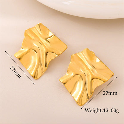 1 Pair Retro Simple Style Irregular Square Plating Stainless Steel 18k Gold Plated Ear Studs