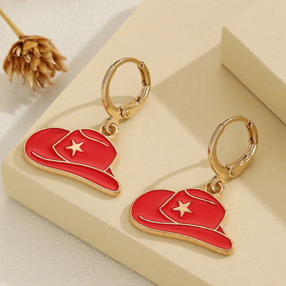 1 Pair Simple Style Commute Hat Enamel Plating Alloy Gold Plated Drop Earrings