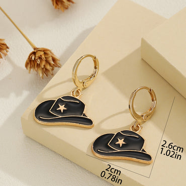1 Pair Simple Style Commute Hat Enamel Plating Alloy Gold Plated Drop Earrings