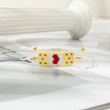 Cute Luxurious Heart Shape Glass Rope Handmade Women's Drawstring Bracelets