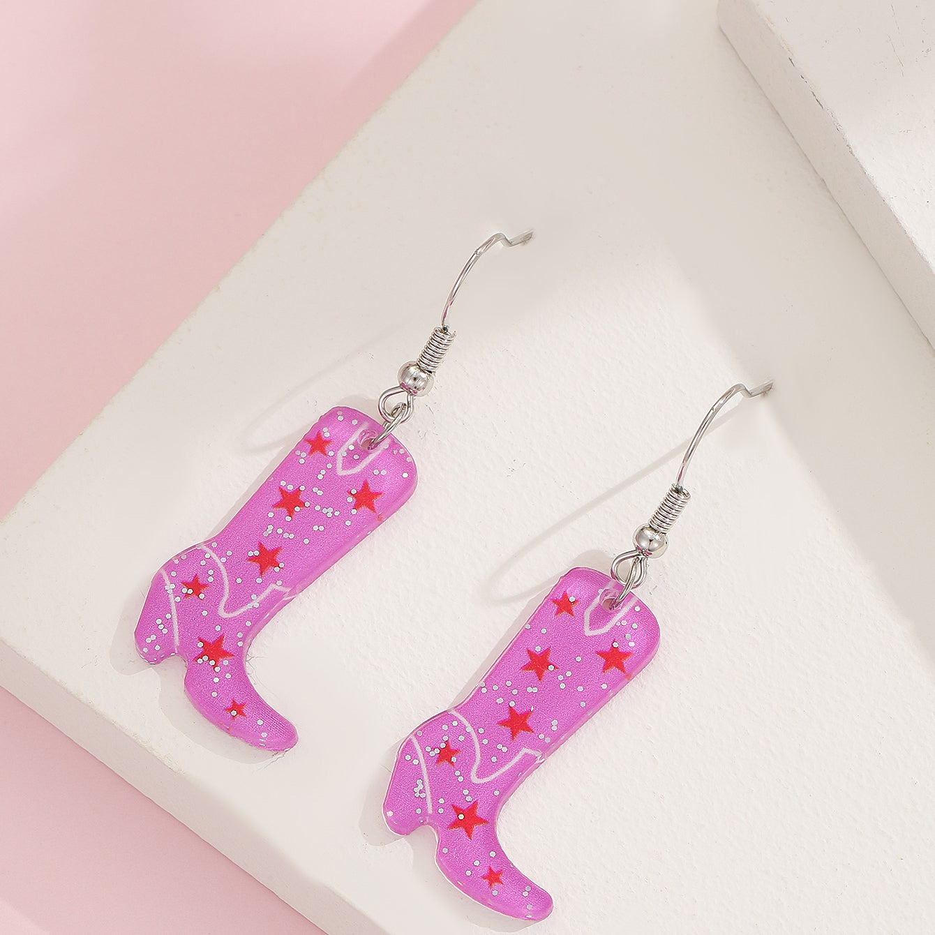 1 Pair Cute Pencil Boots Printing Arylic Drop Earrings