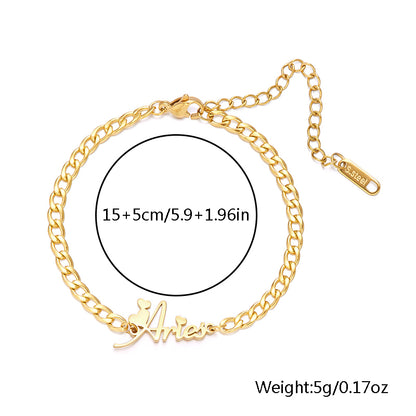 Elegant French Style Number Constellation Stainless Steel Titanium Alloy Bracelets