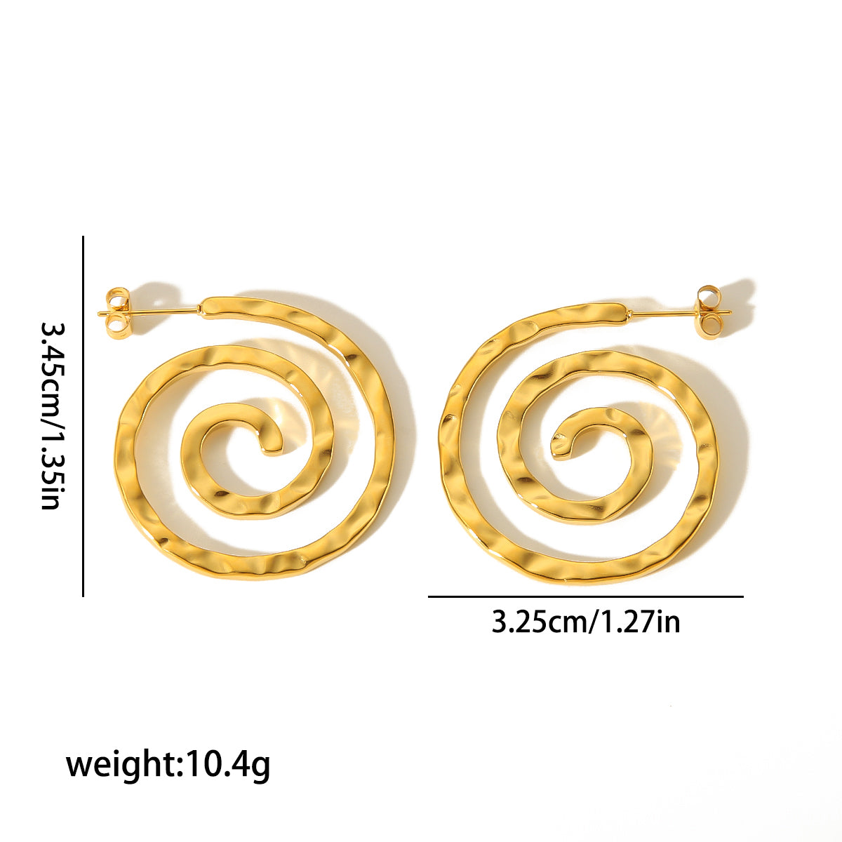 1 Pair Simple Style Commute Circle Lines Polishing Plating Stainless Steel 18k Gold Plated Ear Studs