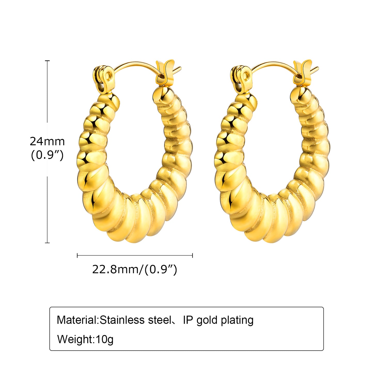 1 Pair Simple Style Solid Color Plating Stainless Steel 18k Gold Plated Earrings