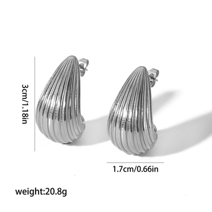 Wholesale Simple Style Commute Water Droplets Stainless Steel Polishing Plating 18k Gold Plated Rings Earrings