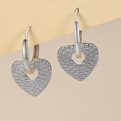 1 Pair Sweet Simple Style Heart Shape Inlay Sterling Silver Rhinestones Gold Plated Drop Earrings