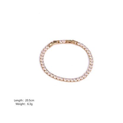 Copper 18K Gold Plated White Gold Plated Elegant Vacation Simple Style Geometric Polishing Inlay Zircon Bracelets