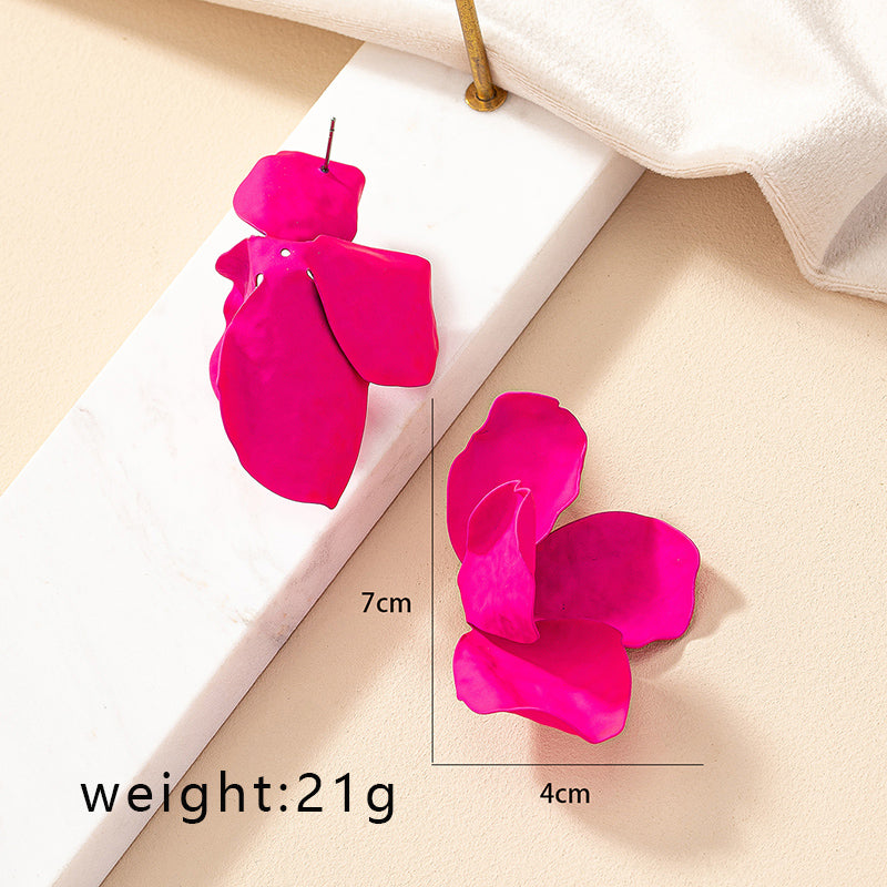 1 Pair Original Design Exaggerated Flower Plating Iron Gold Plated Ear Studs