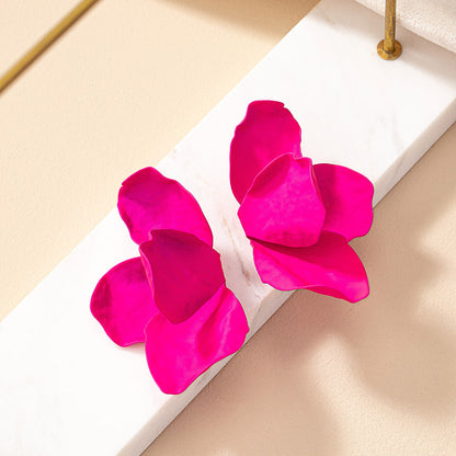 1 Pair Original Design Exaggerated Flower Plating Iron Gold Plated Ear Studs