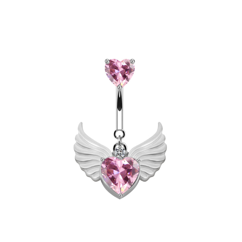 Elegant Cute Wings Butterfly Stainless Steel Copper Plating Inlay Rhinestones Zircon White Gold Plated Belly Ring