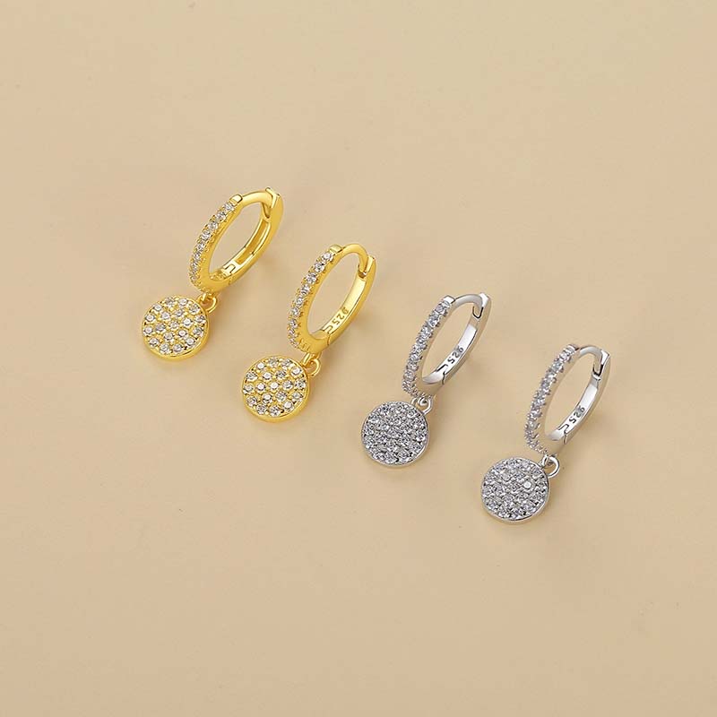 1 Pair Ig Style Simple Style Round Plating Inlay Sterling Silver Zircon Gold Plated Drop Earrings